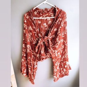 Free people open front tie top